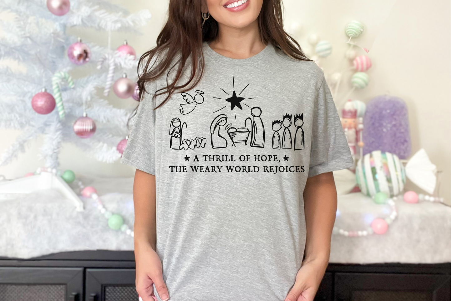 A Thrill of Hope Christian Christmas Graphic Tee