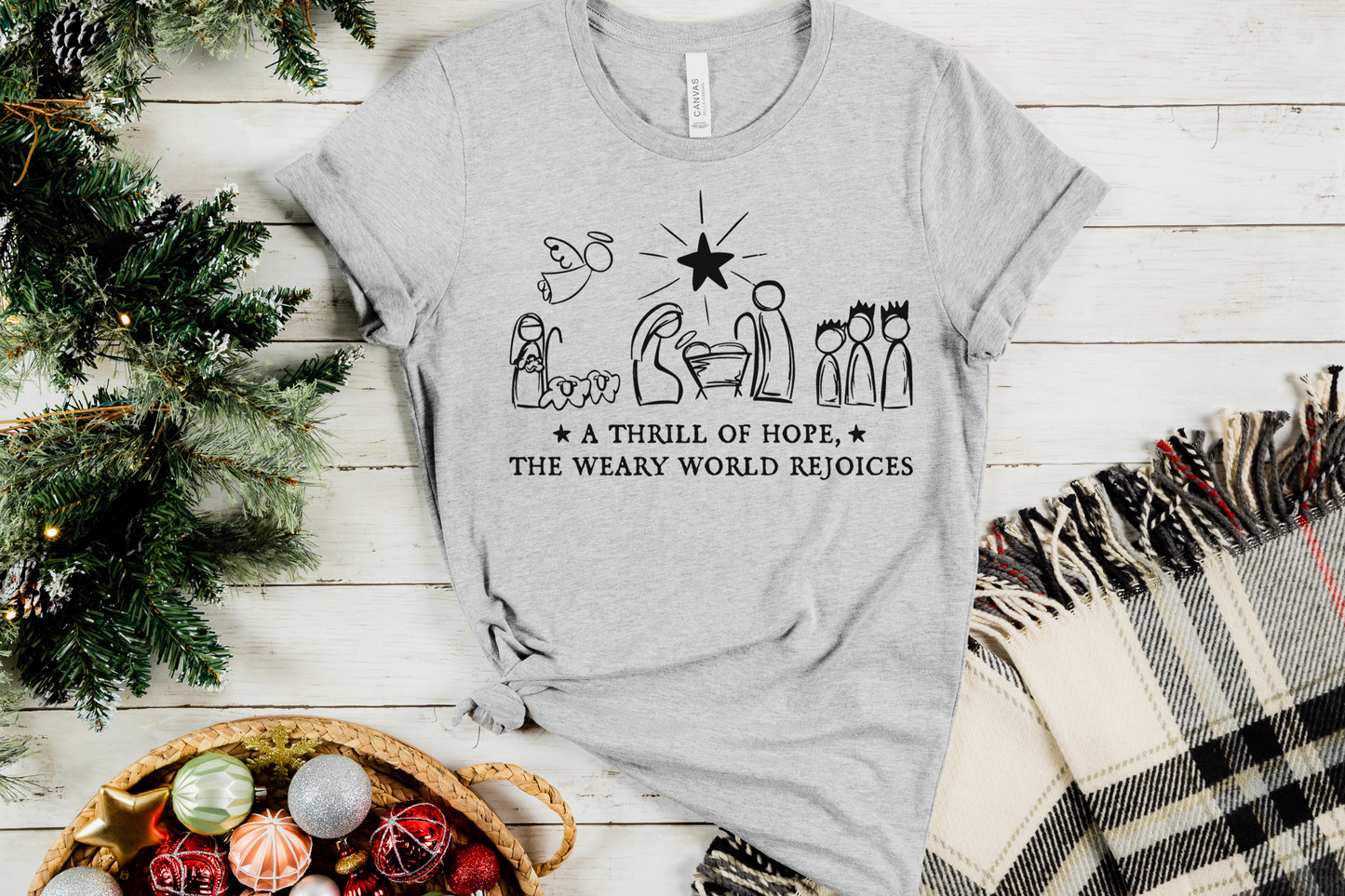 A Thrill of Hope Christian Christmas Graphic Tee