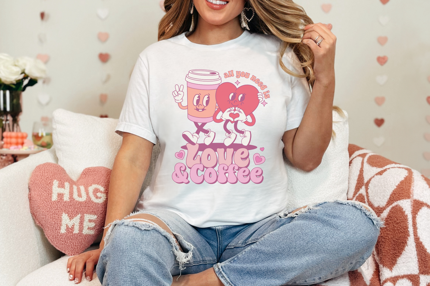Valentine's Day Love and Coffee Graphic Tee
