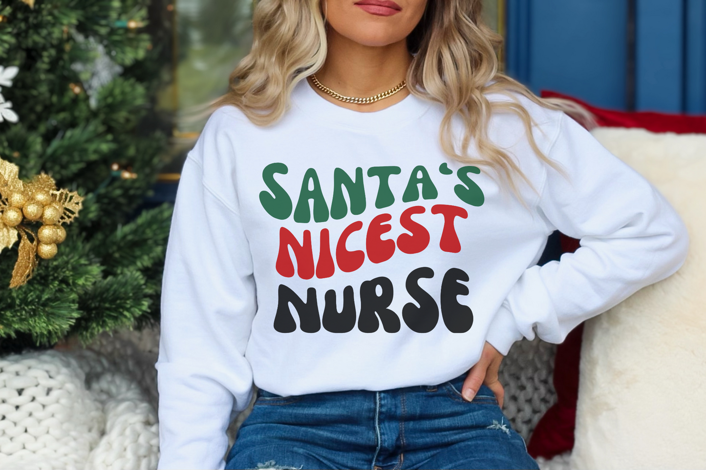Christmas Santa's Nicest Nurse Sweatshirt