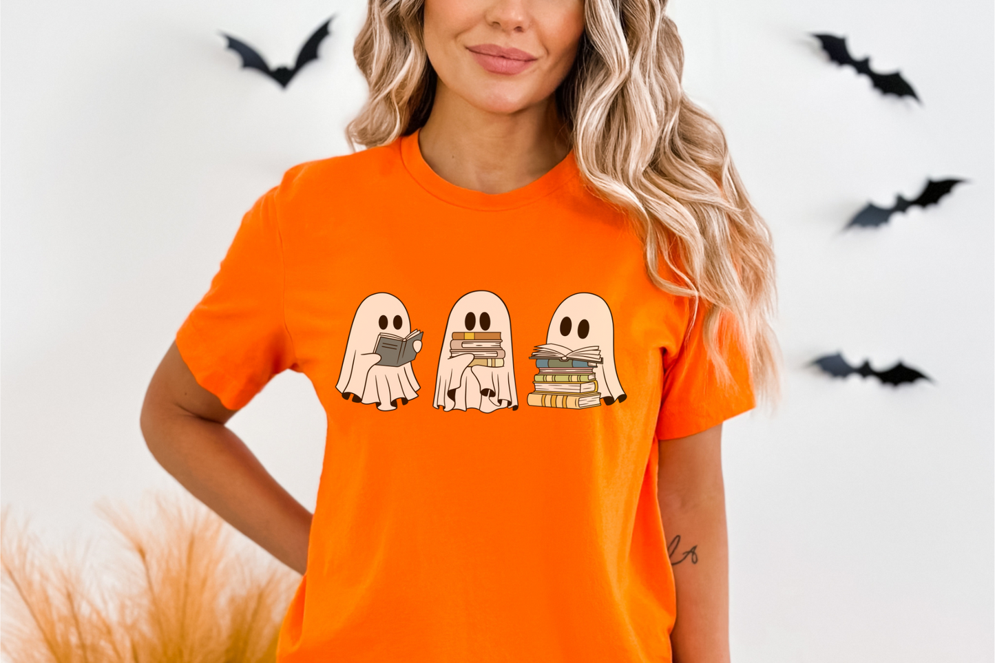 Halloween Ghosts Reading Books Graphic Tee