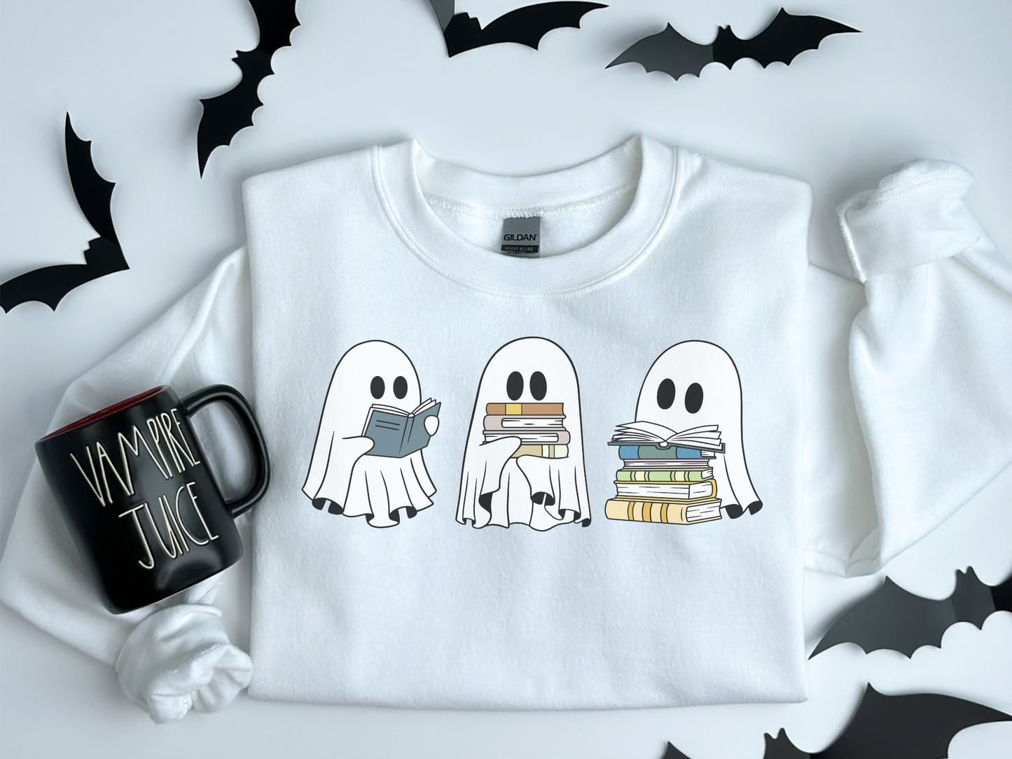 Halloween Ghosts Reading Books Sweatshirt
