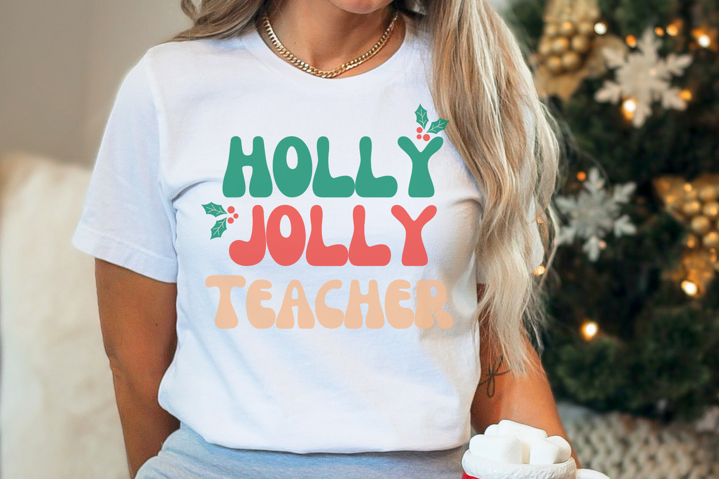 Christmas Holly Jolly Teacher Graphic Tee