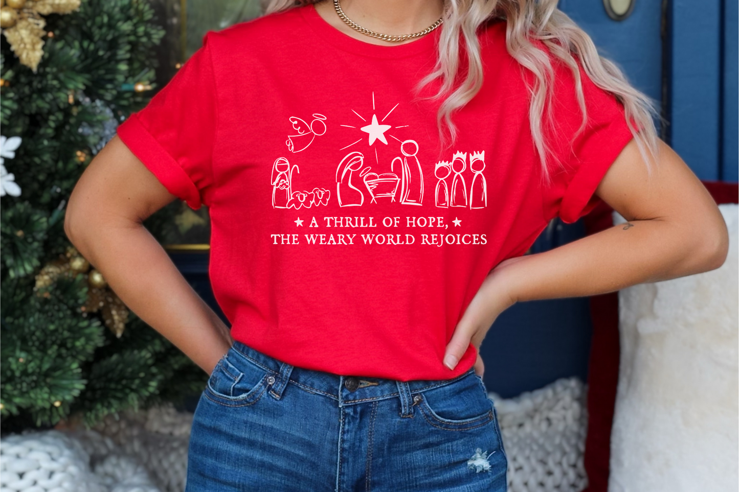 A Thrill of Hope Christian Christmas Graphic Tee