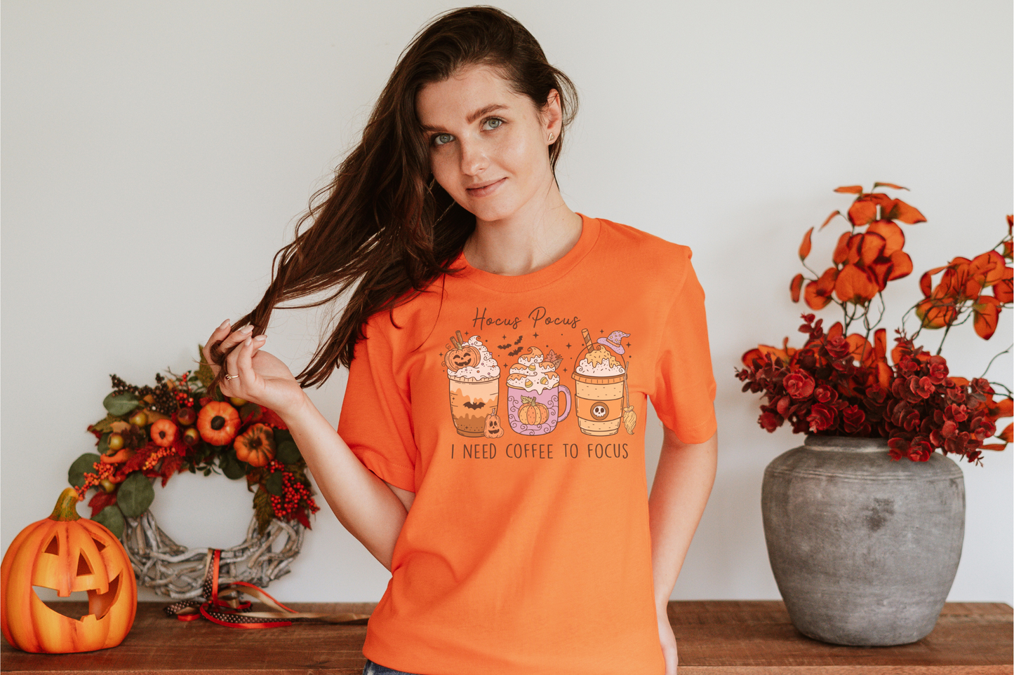 Halloween Hocus Pocus I Need Coffee to Focus Graphic Tee