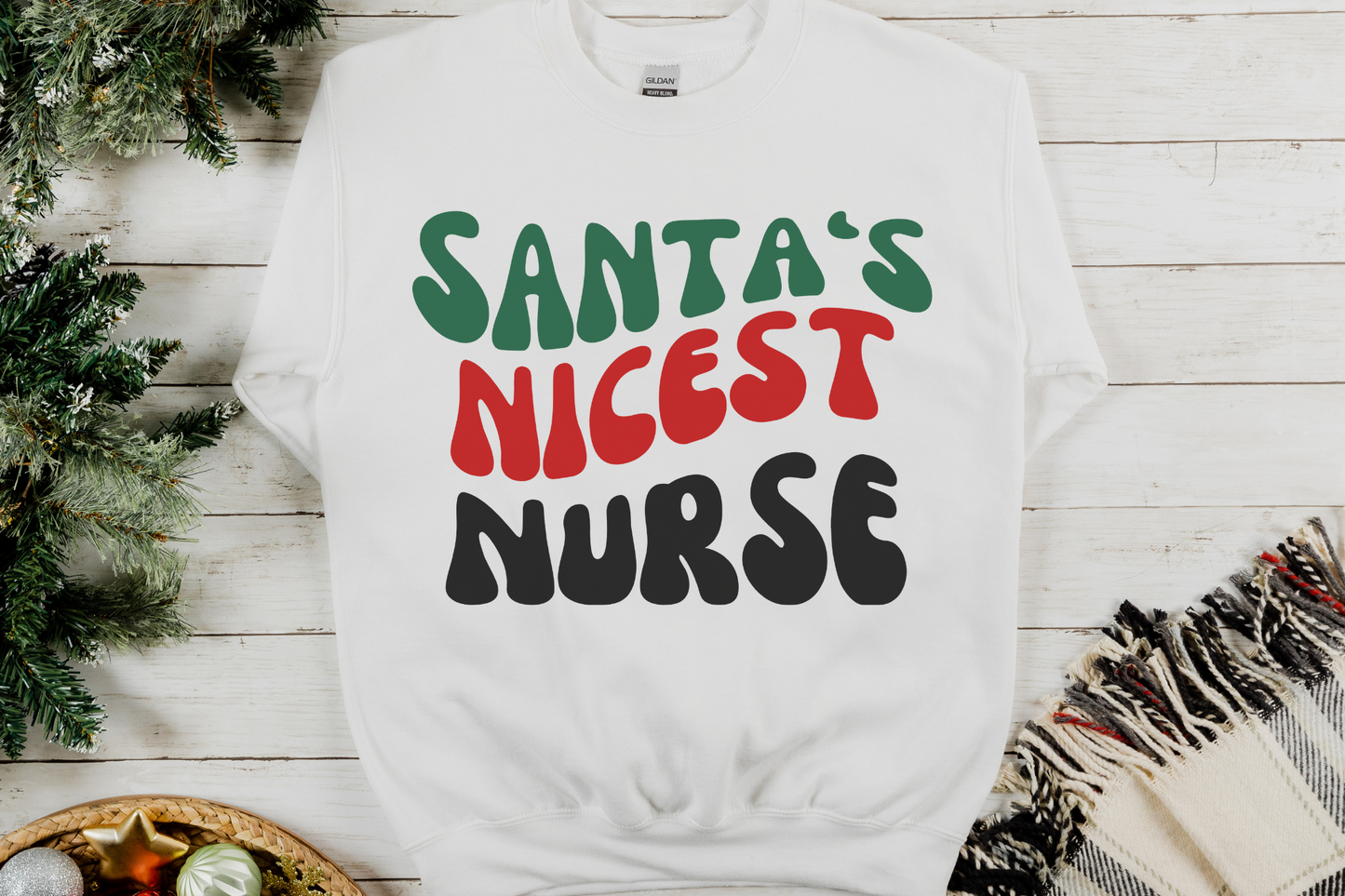 Christmas Santa's Nicest Nurse Sweatshirt