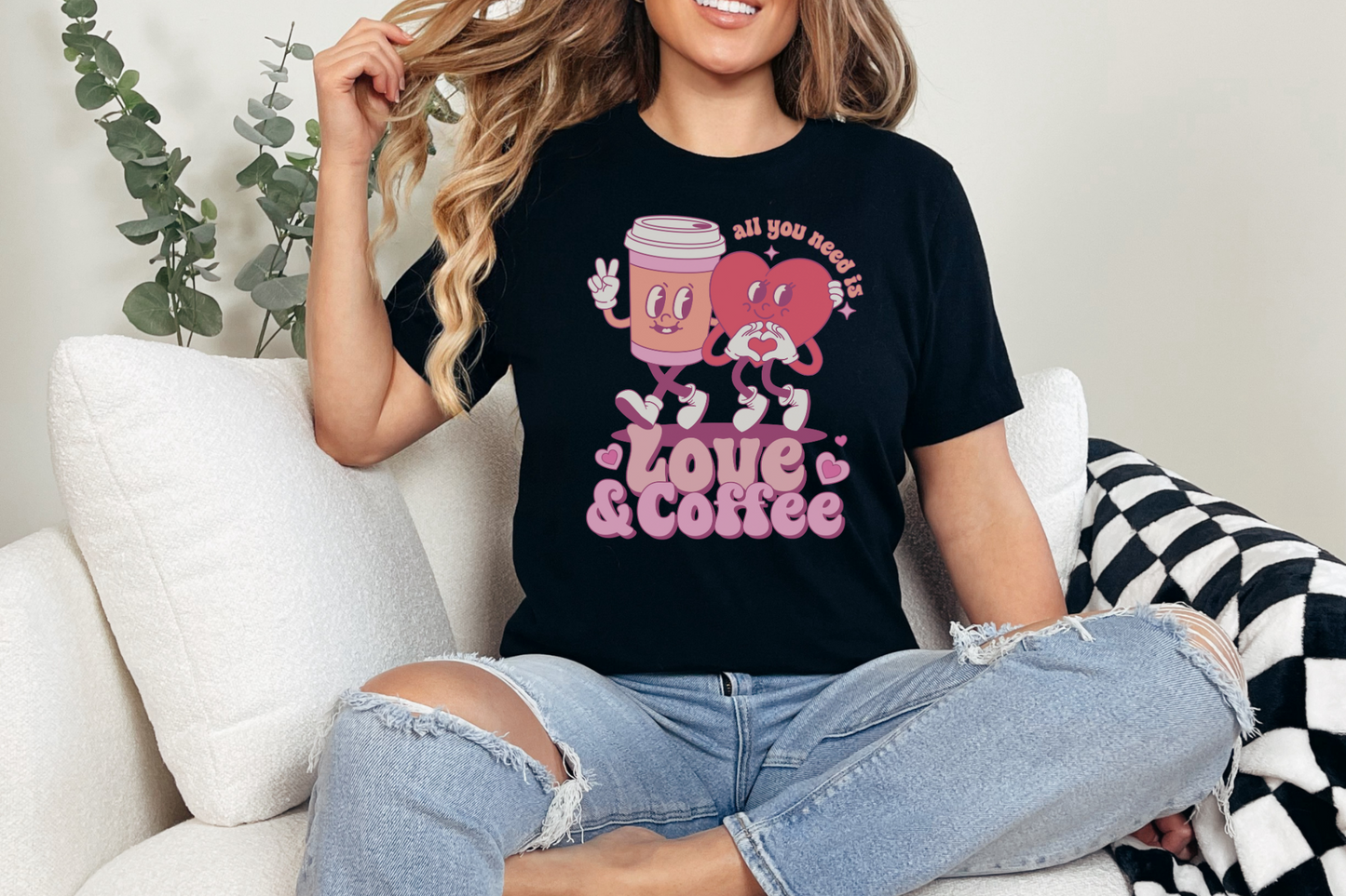 Valentine's Day Love and Coffee Graphic Tee