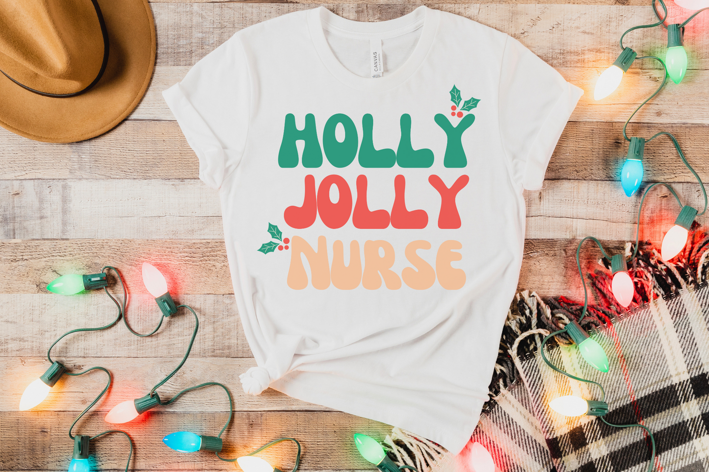 Christmas Holly Jolly Nurse Graphic Tee