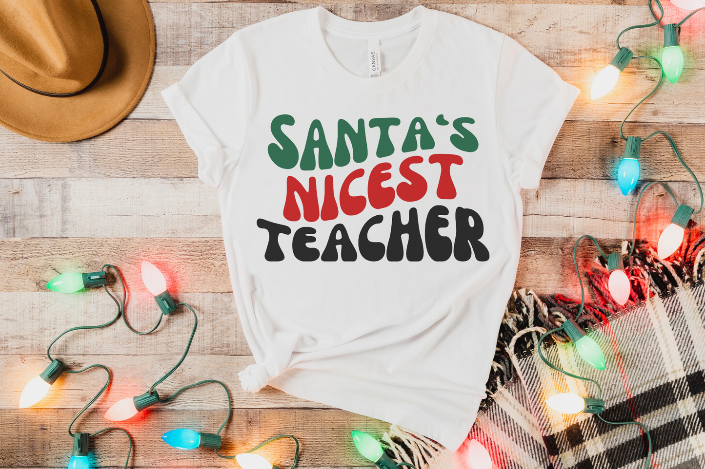 Christmas Santa's Nicest Teacher Graphic Tee