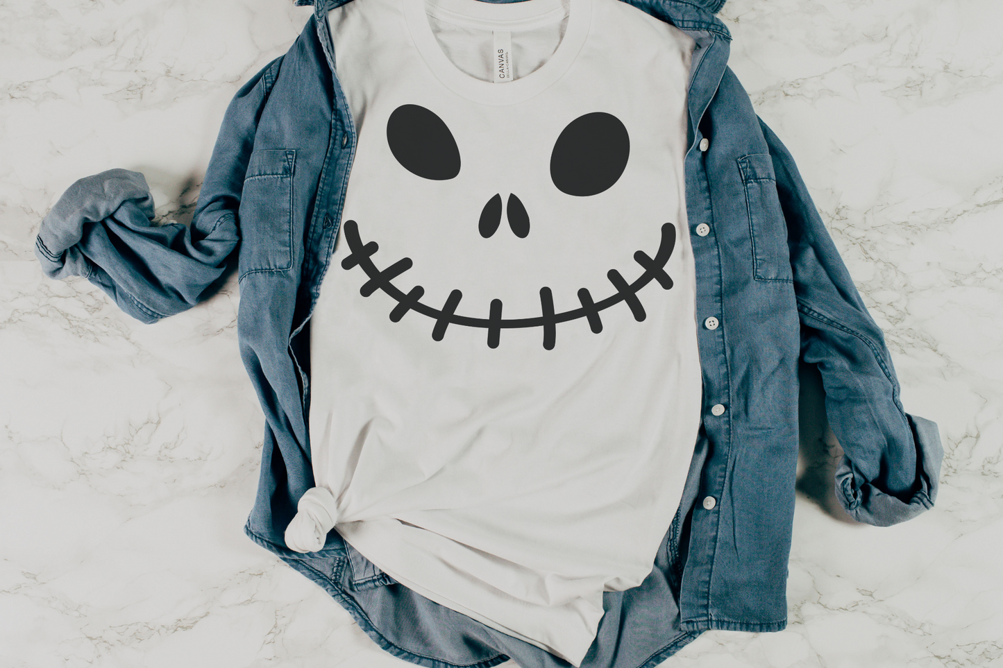 Halloween Stitched Face Graphic Tee