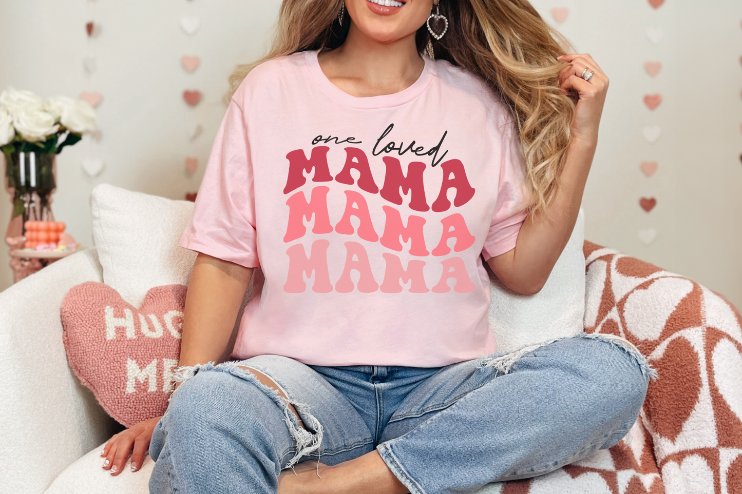 Valentine's Day One Loved Mama Graphic Tee