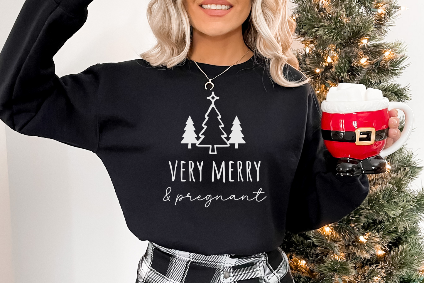 Christmas Very Merry and Pregnant Pregnancy Announcement Sweatshirt