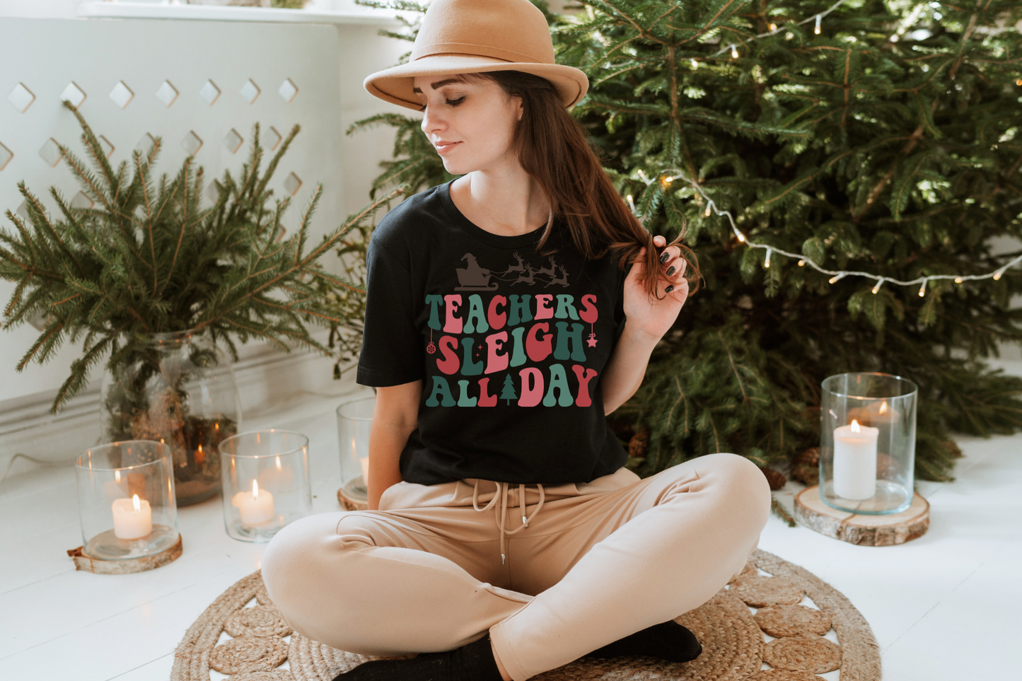 Christmas Teachers Sleigh All Day Graphic Tee