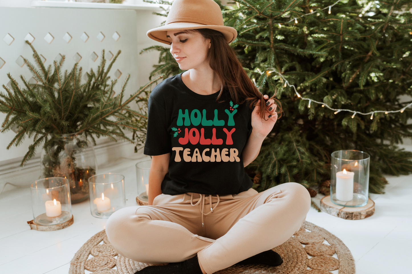 Christmas Holly Jolly Teacher Graphic Tee