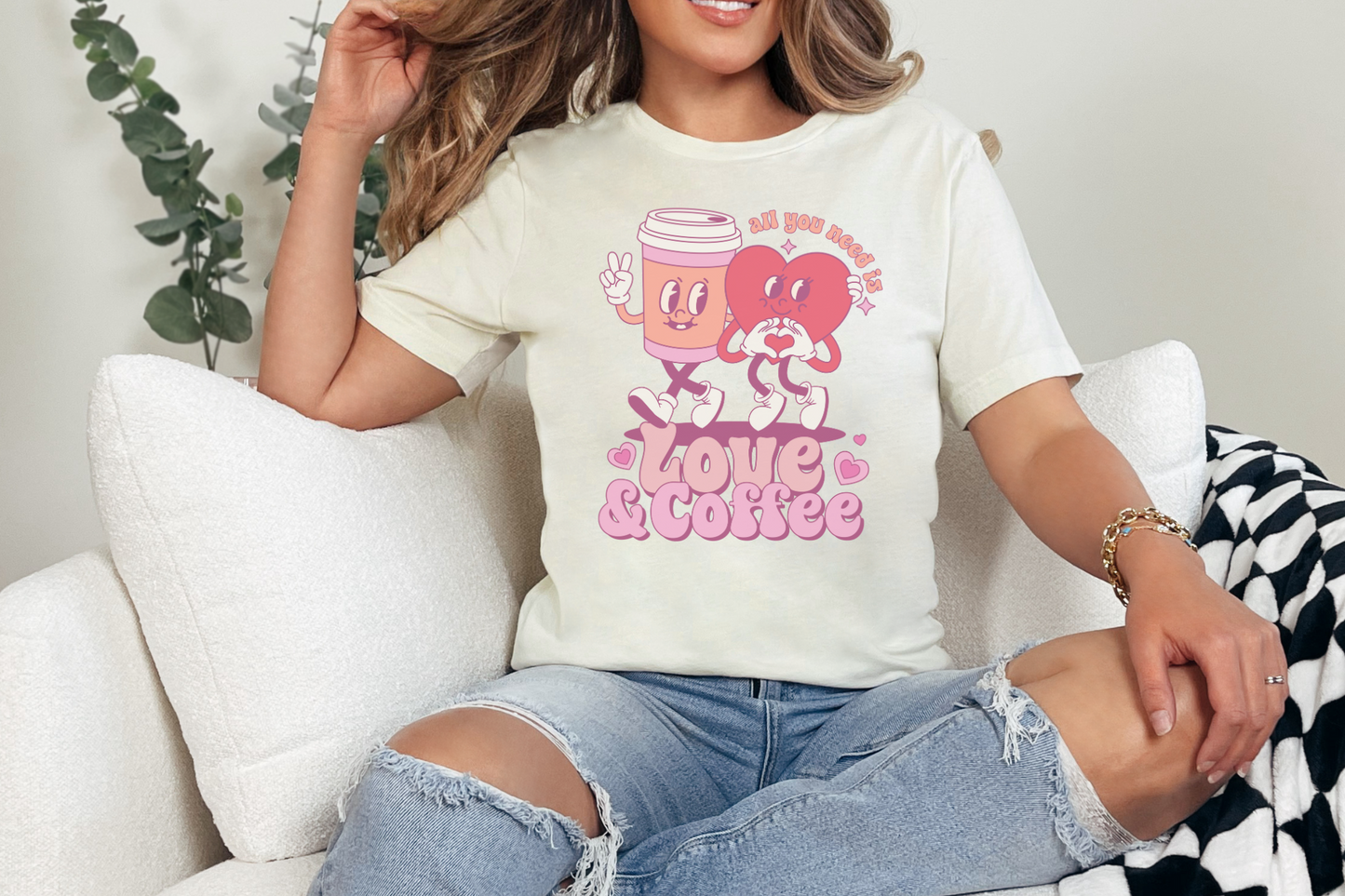Valentine's Day Love and Coffee Graphic Tee