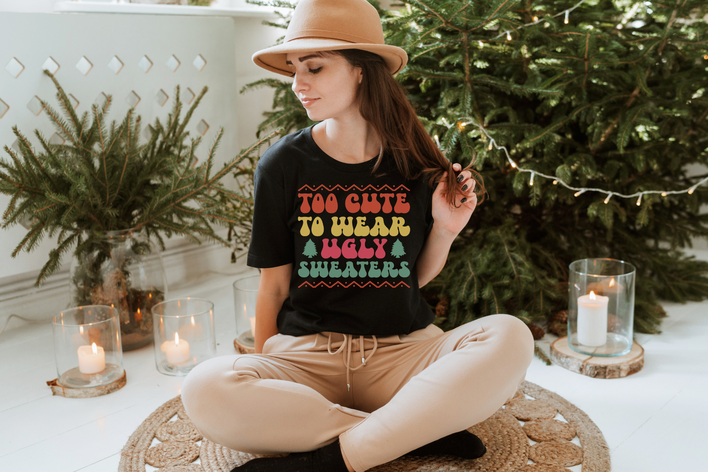 Christmas Too Cute to Wear Ugly Sweaters Graphic Tee