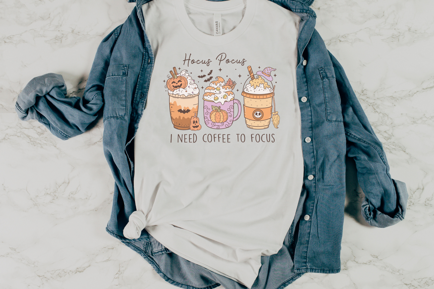 Halloween Hocus Pocus I Need Coffee to Focus Graphic Tee