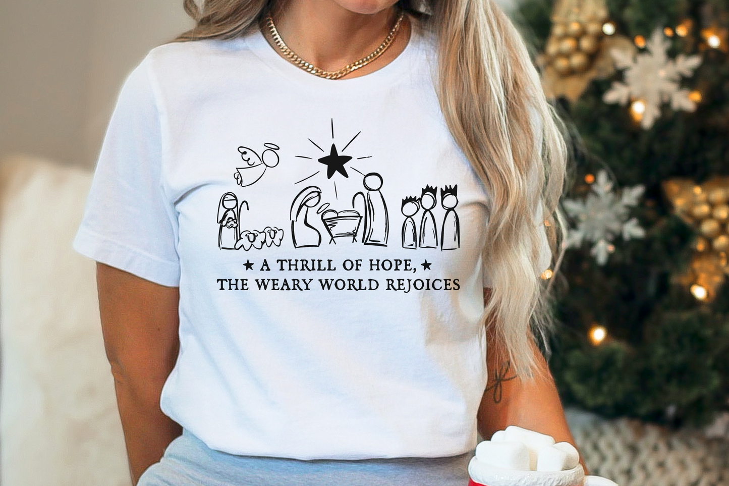 A Thrill of Hope Christian Christmas Graphic Tee