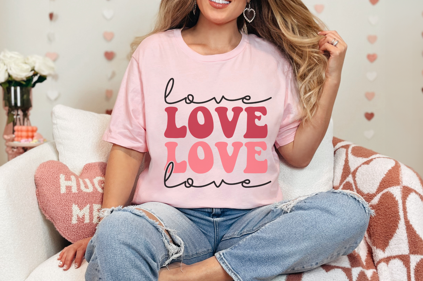 Valentine's Day Love Love Love Love Graphic Tee