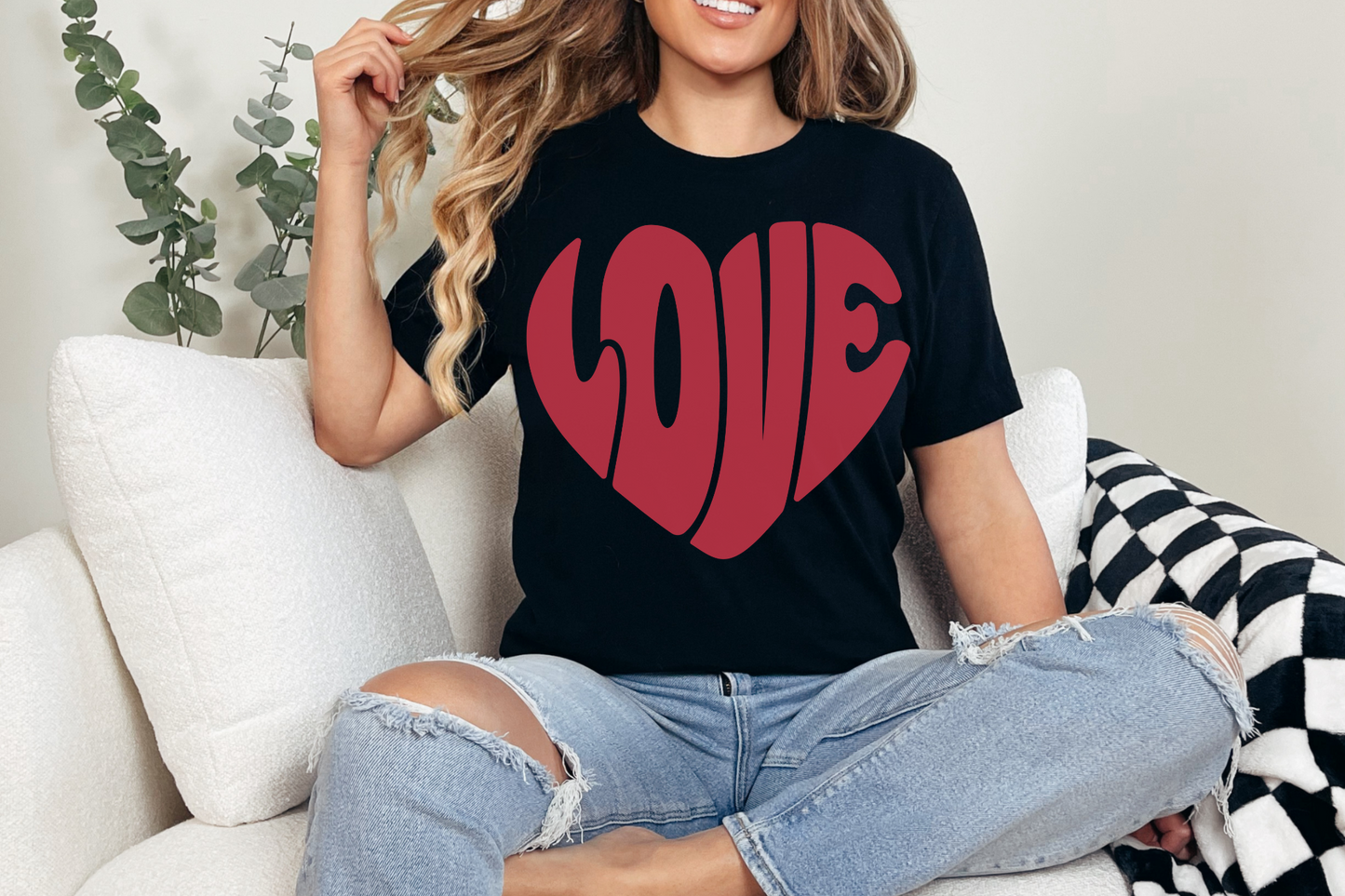 Valentine's Day Groovy Love Heart Graphic Tee