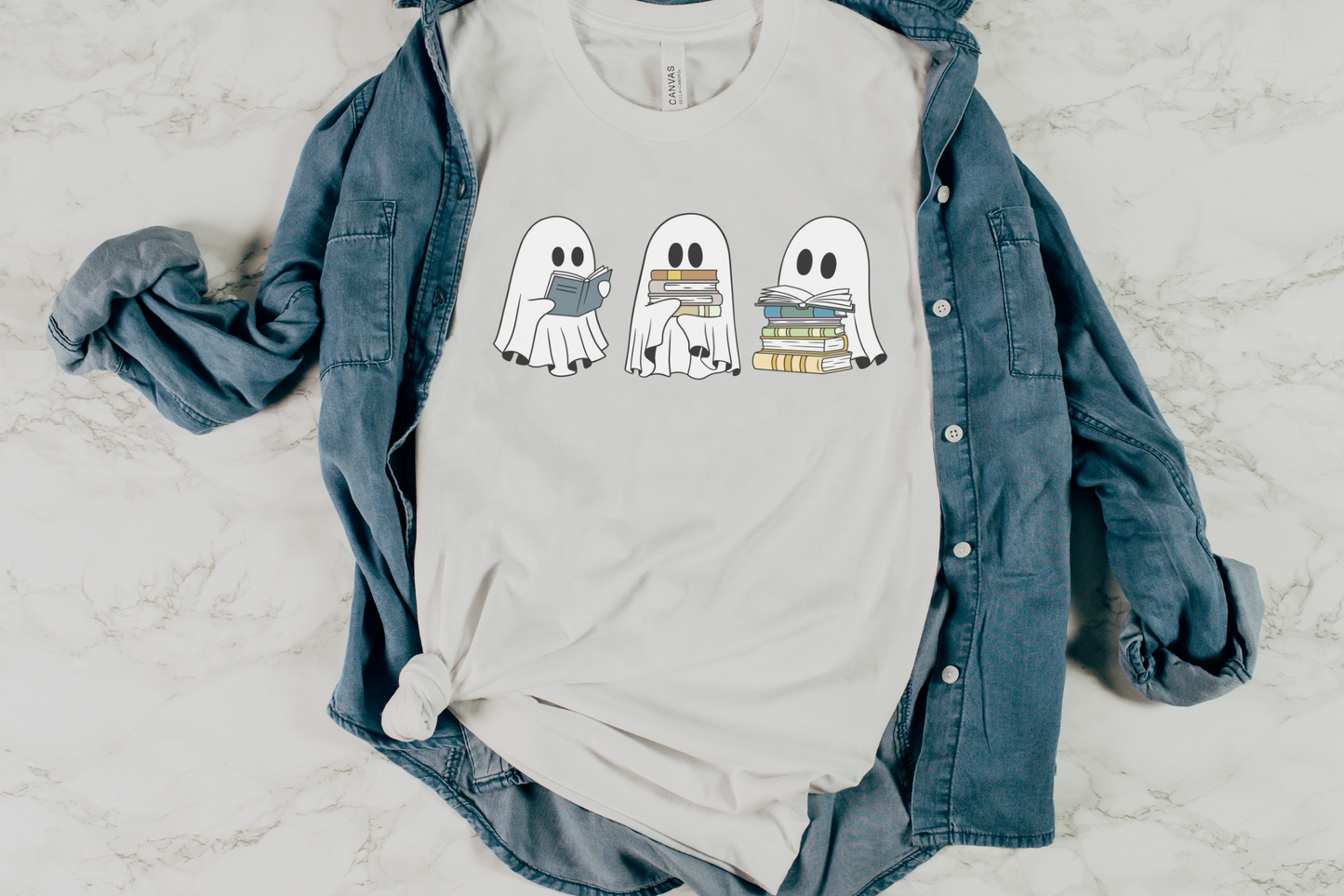 Halloween Ghosts Reading Books Graphic Tee