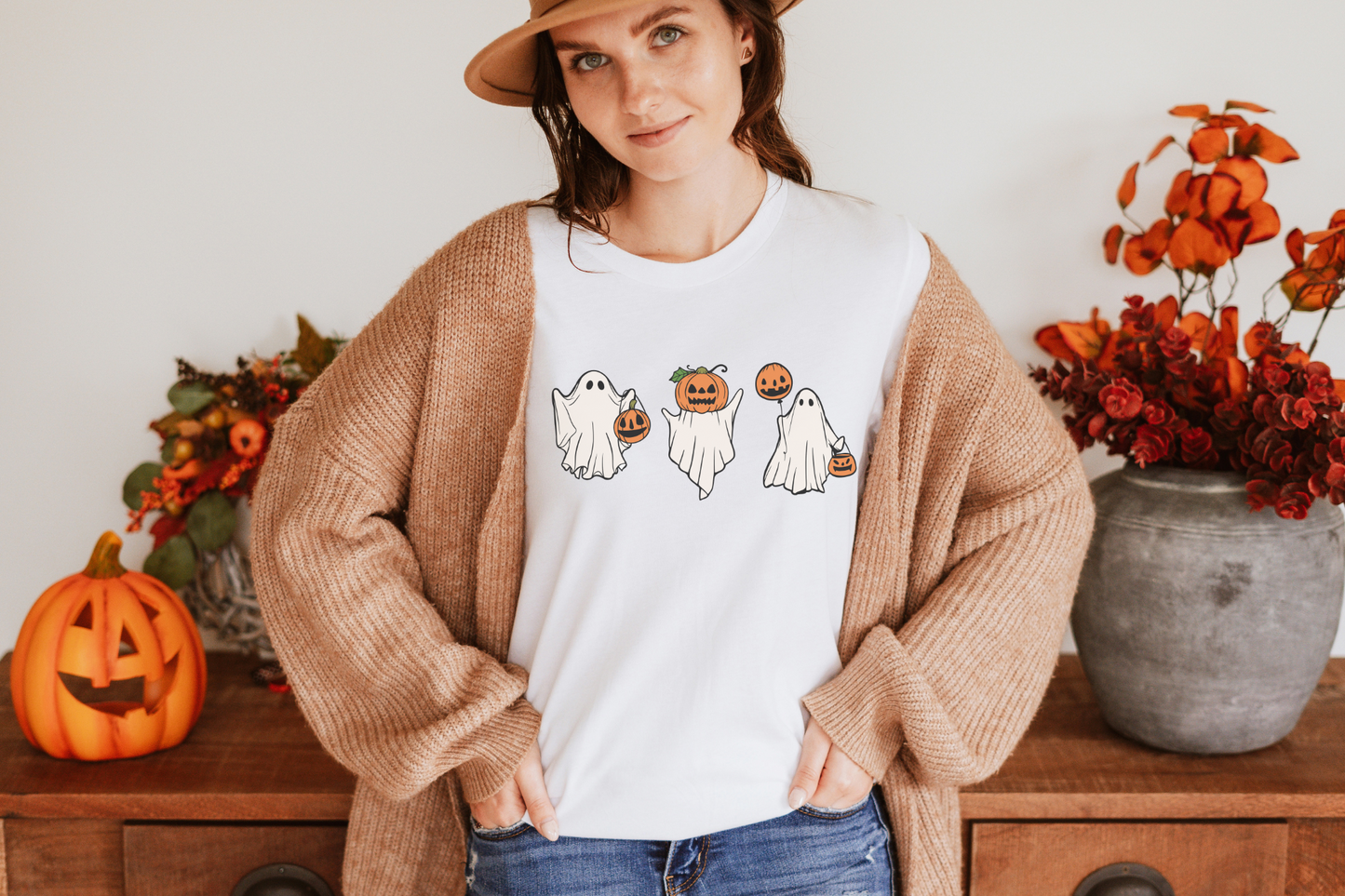 Halloween Ghost Jack-O-Lantern Graphic Tee