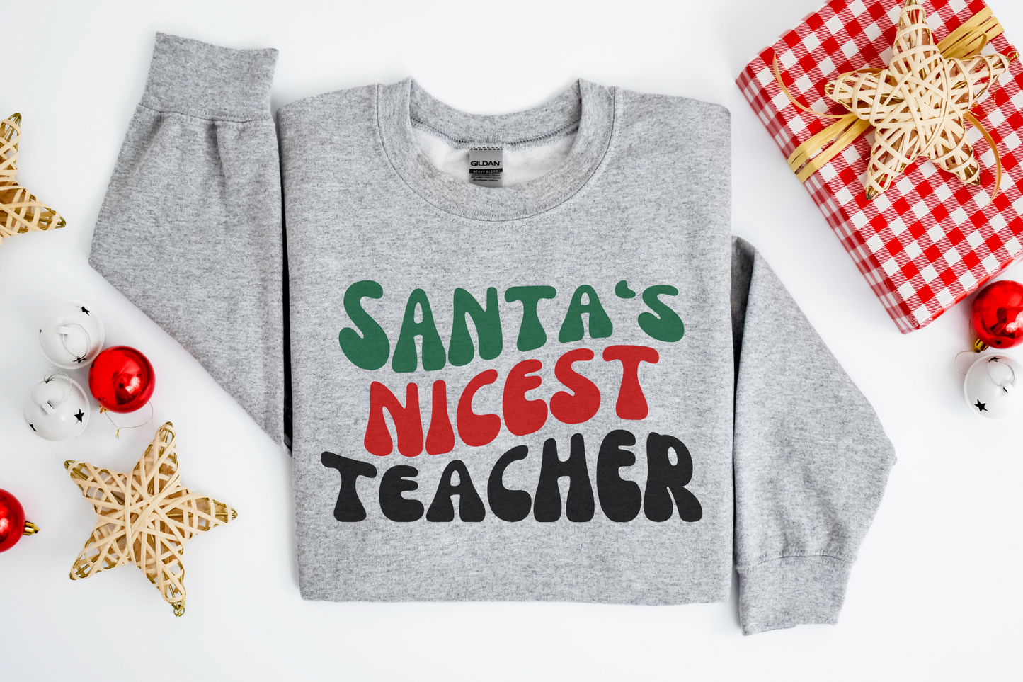 Christmas Santa's Nicest Teacher Sweatshirt