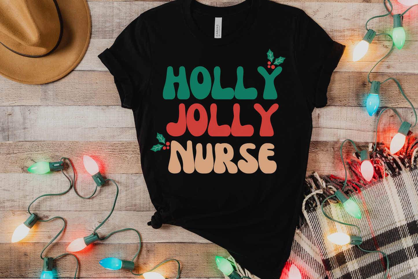 Christmas Holly Jolly Nurse Graphic Tee