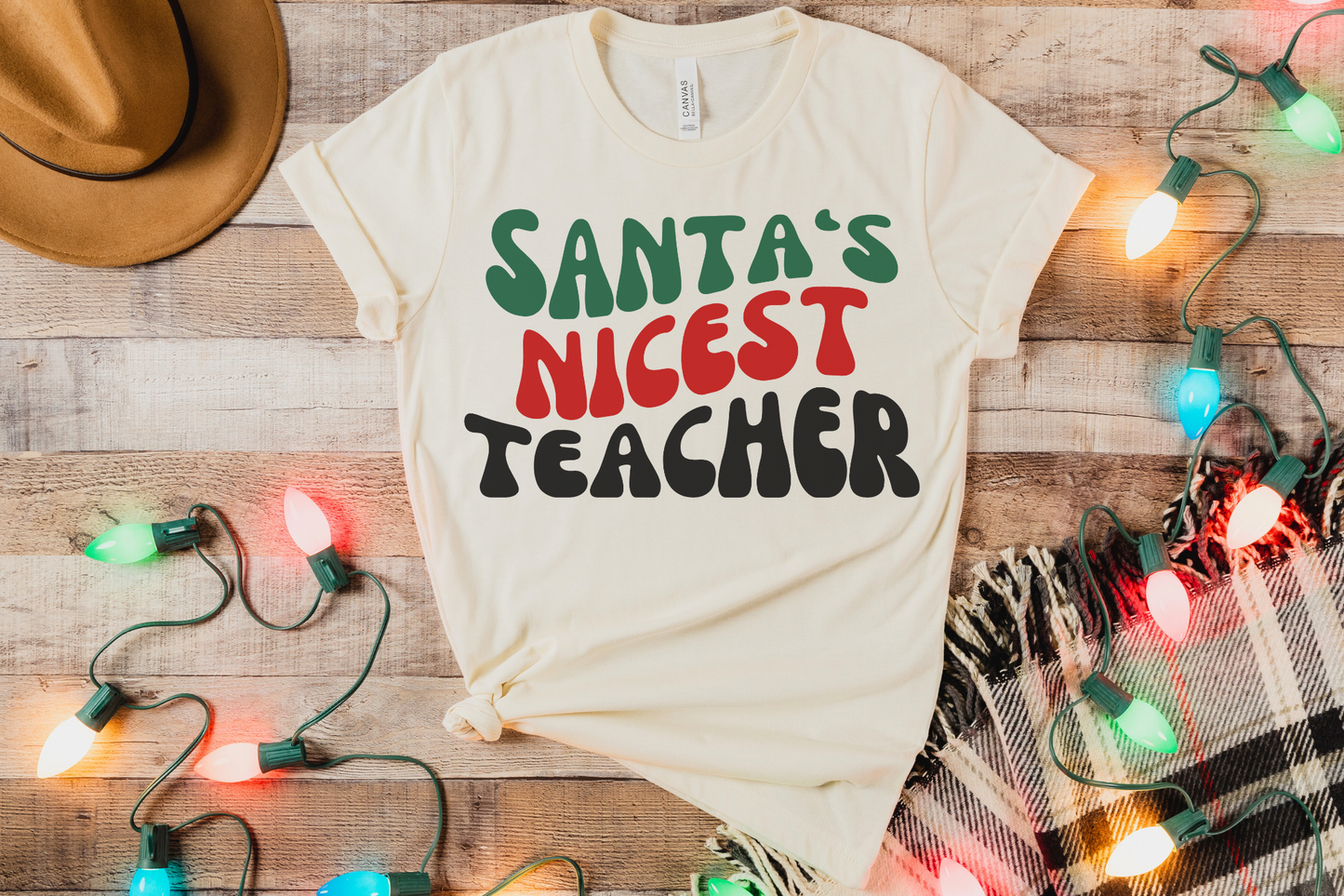 Christmas Santa's Nicest Teacher Graphic Tee