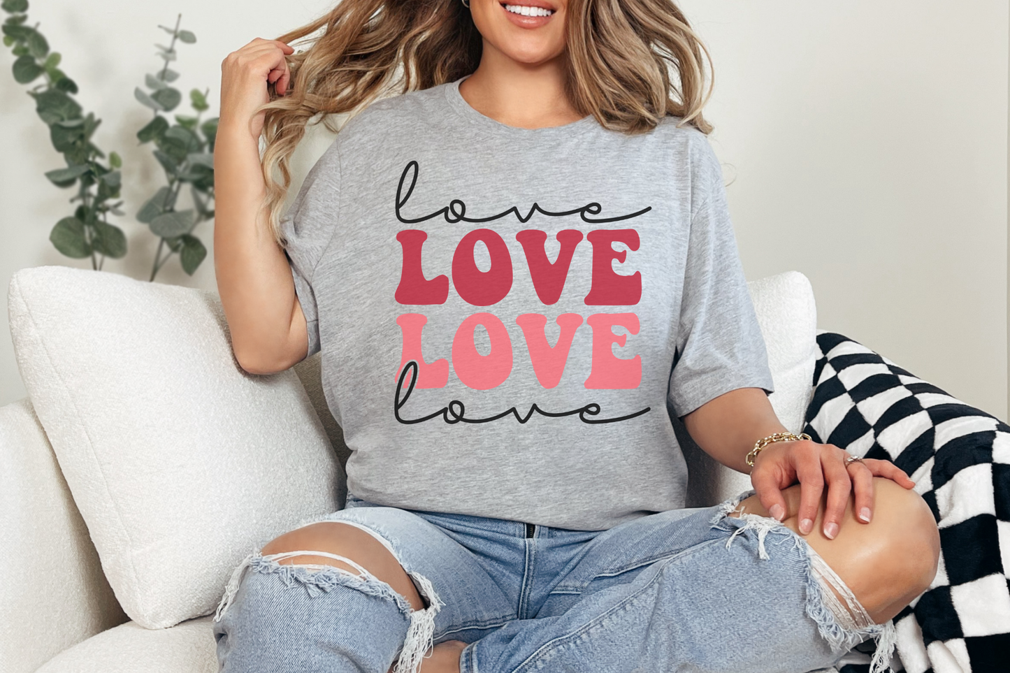 Valentine's Day Love Love Love Love Graphic Tee