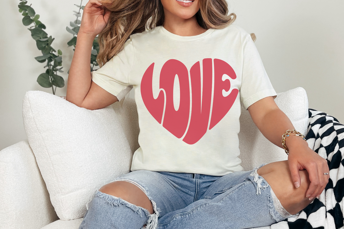 Valentine's Day Groovy Love Heart Graphic Tee