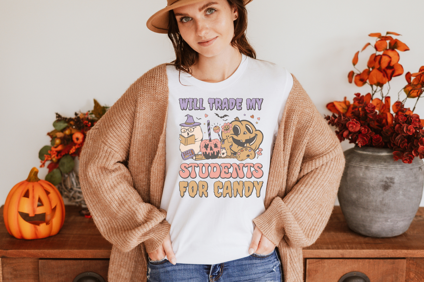 Halloween Will Trade My Students for Candy Graphic Tee