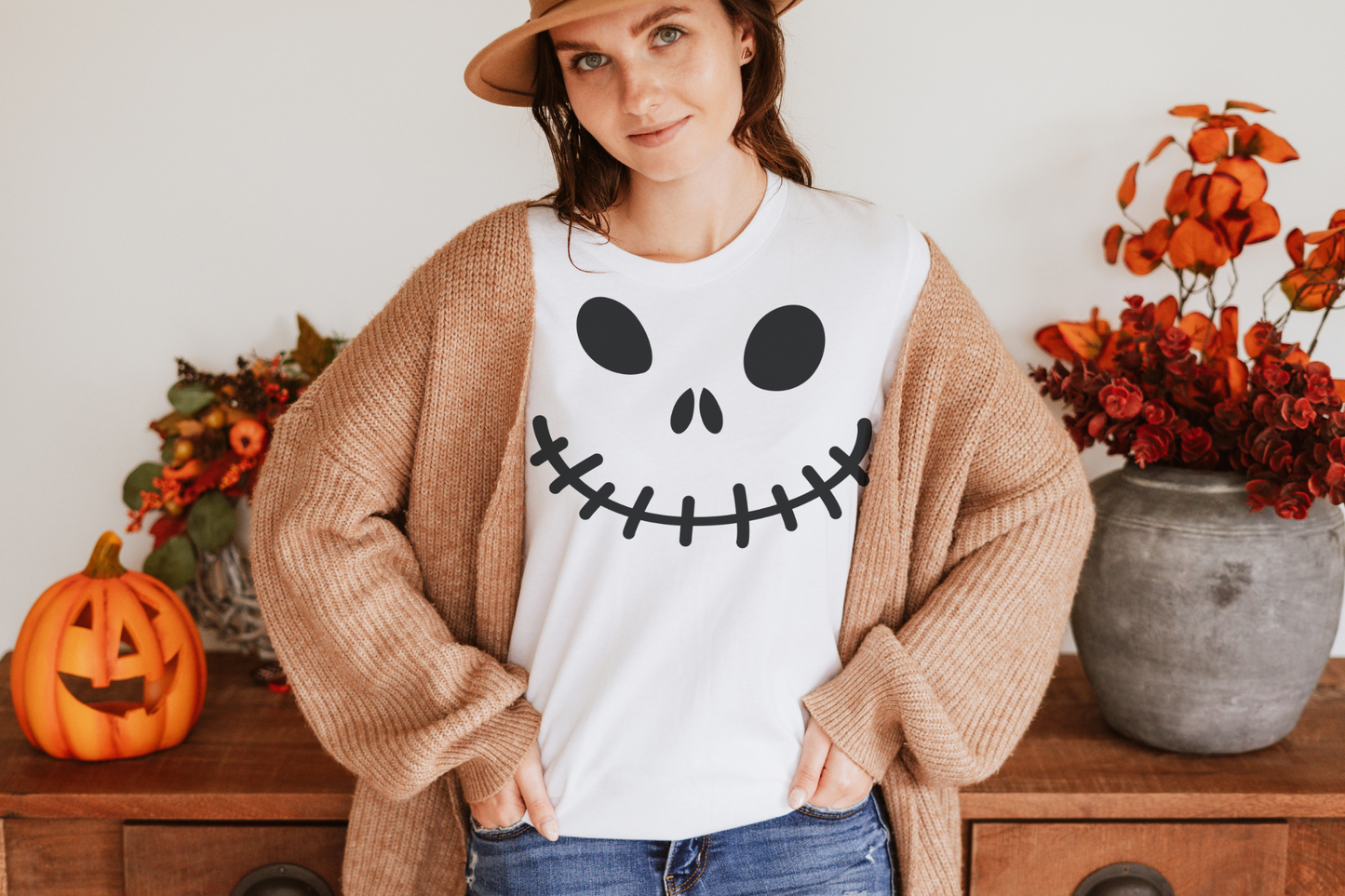 Halloween Stitched Face Graphic Tee