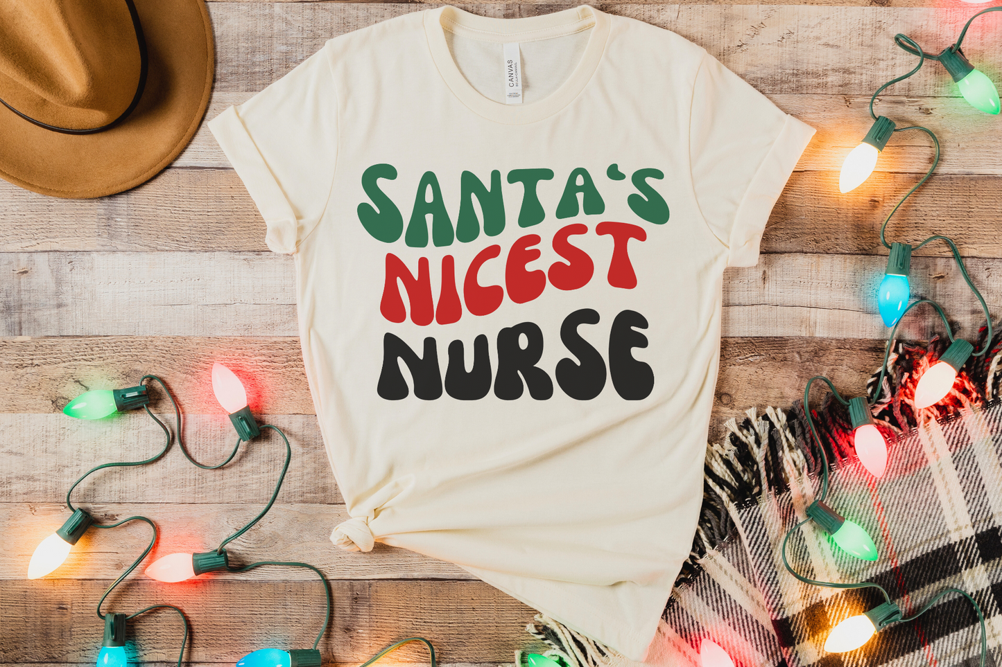Christmas Santa's Nicest Nurse Graphic Tee