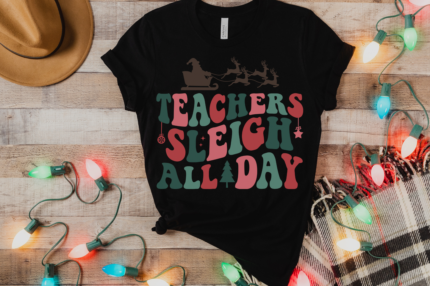 Christmas Teachers Sleigh All Day Graphic Tee