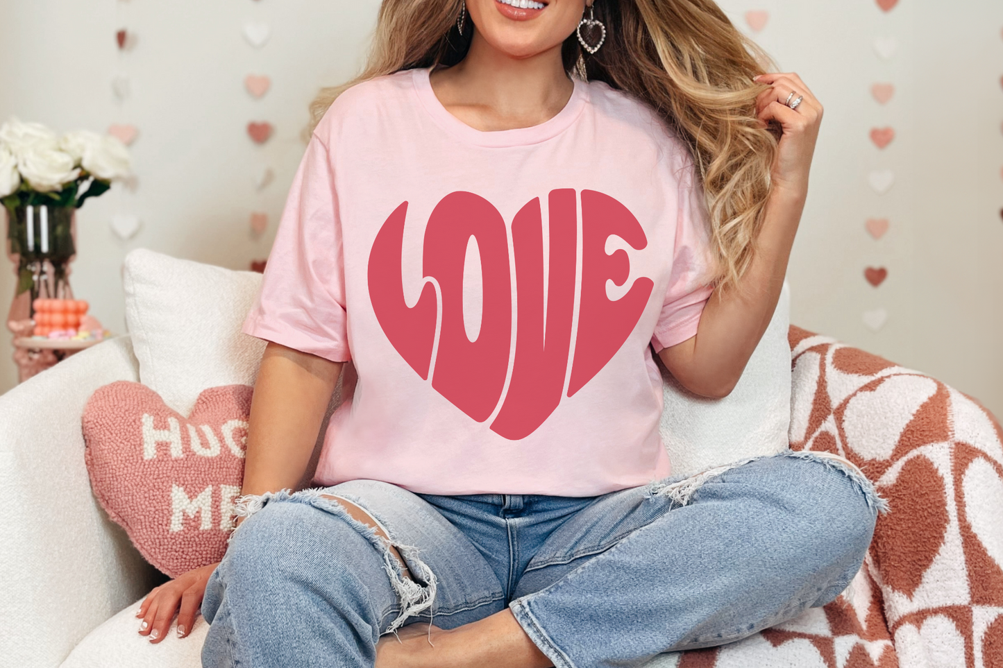 Valentine's Day Groovy Love Heart Graphic Tee