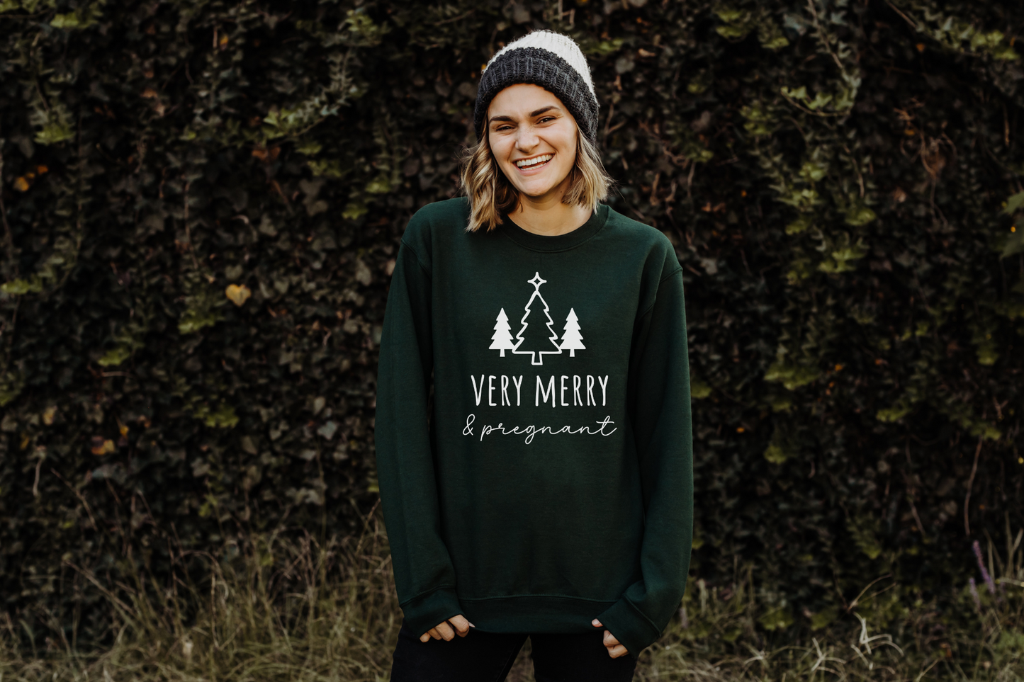 Christmas Very Merry and Pregnant Pregnancy Announcement Sweatshirt