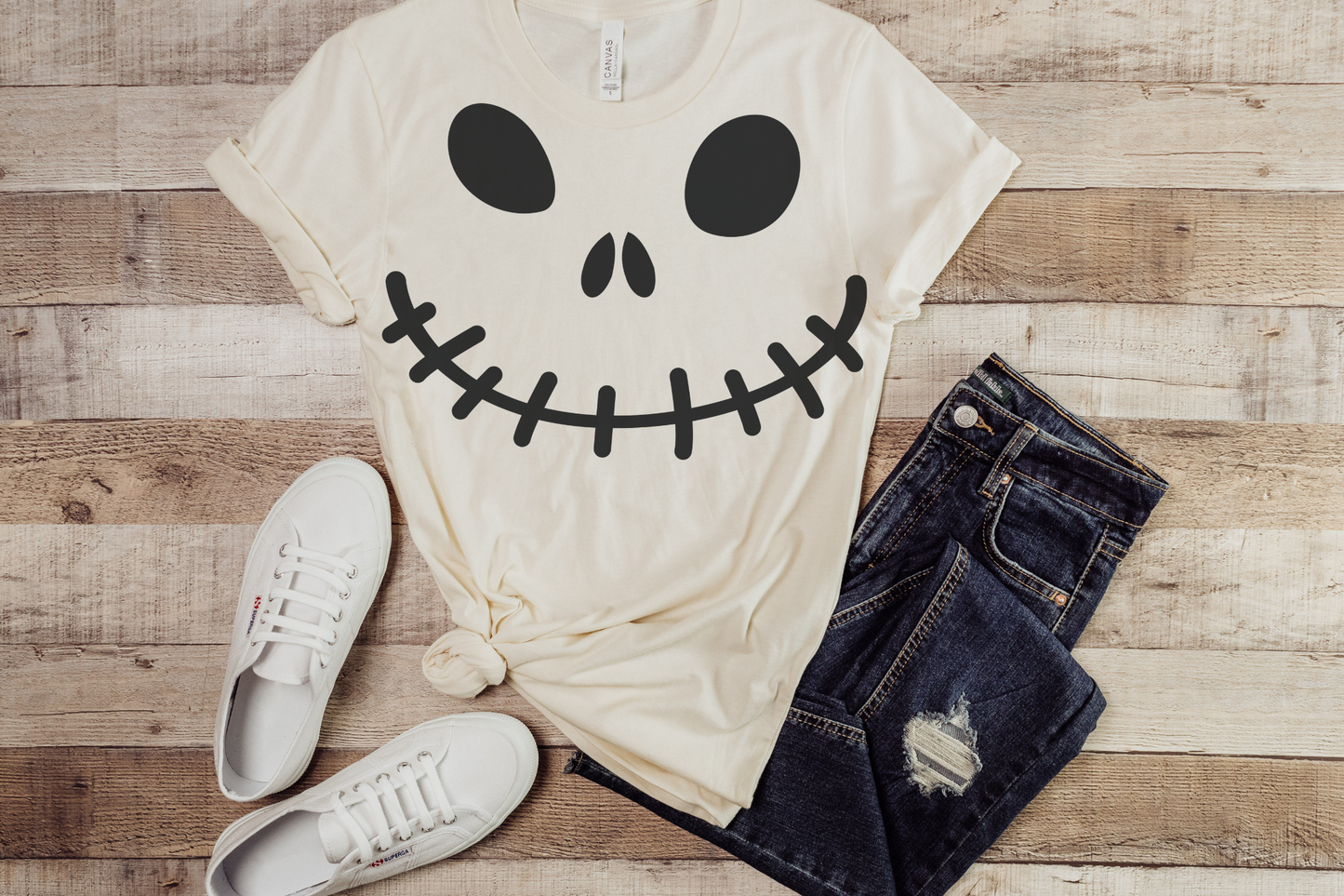 Halloween Stitched Face Graphic Tee