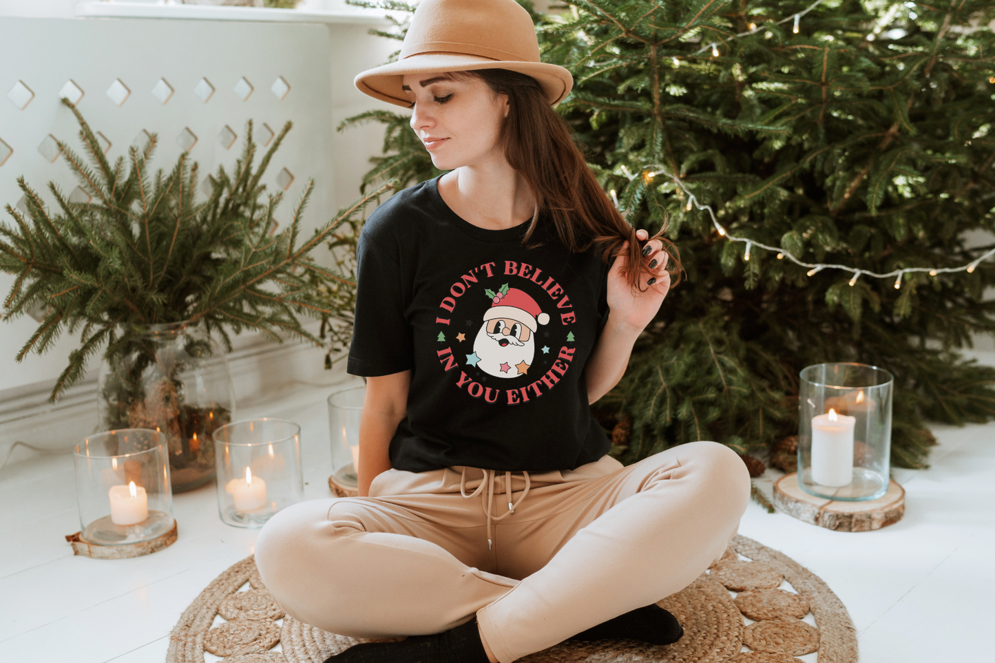 Christmas Santa Don't Believe in You Either Graphic Tee