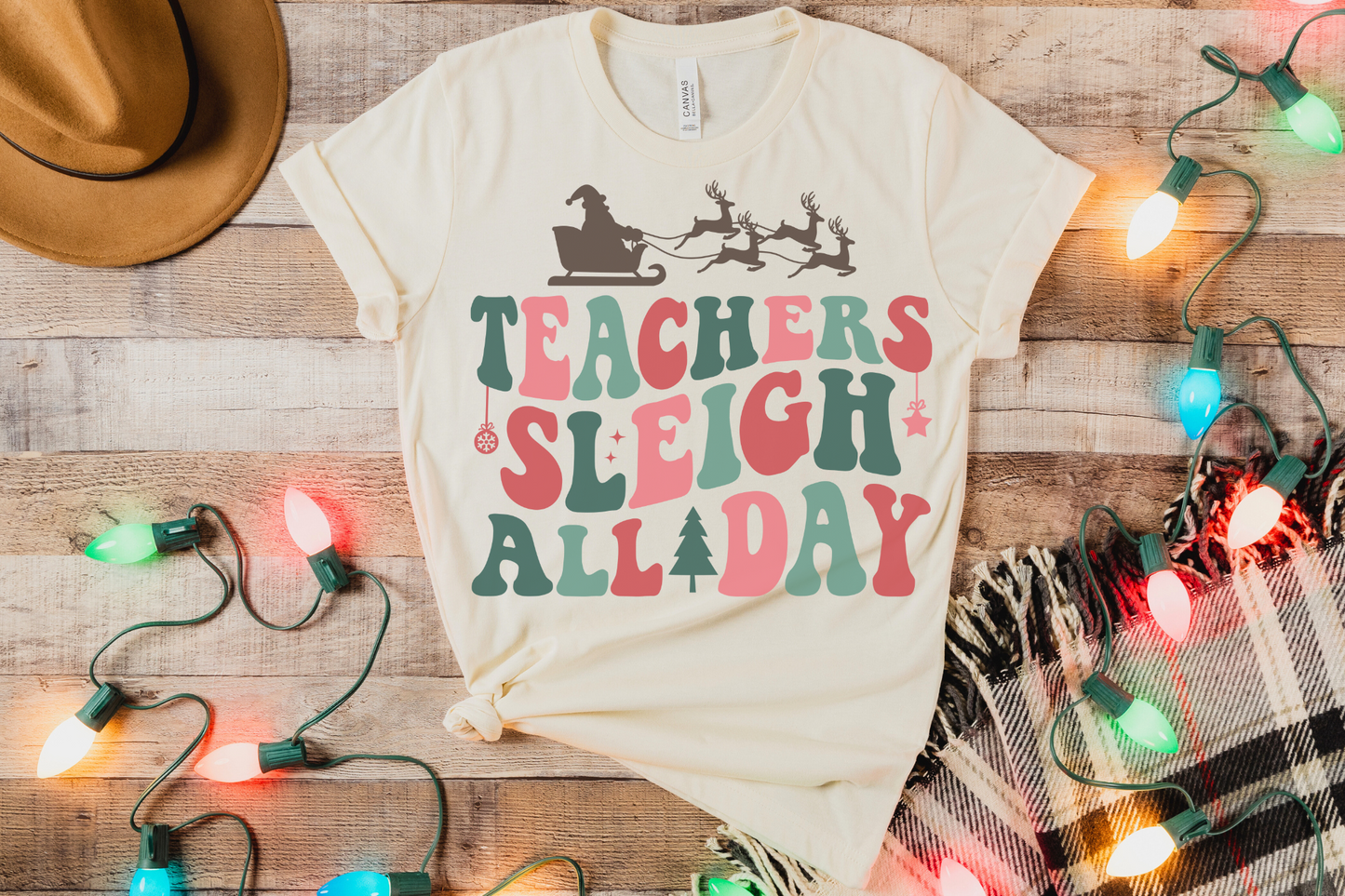 Christmas Teachers Sleigh All Day Graphic Tee