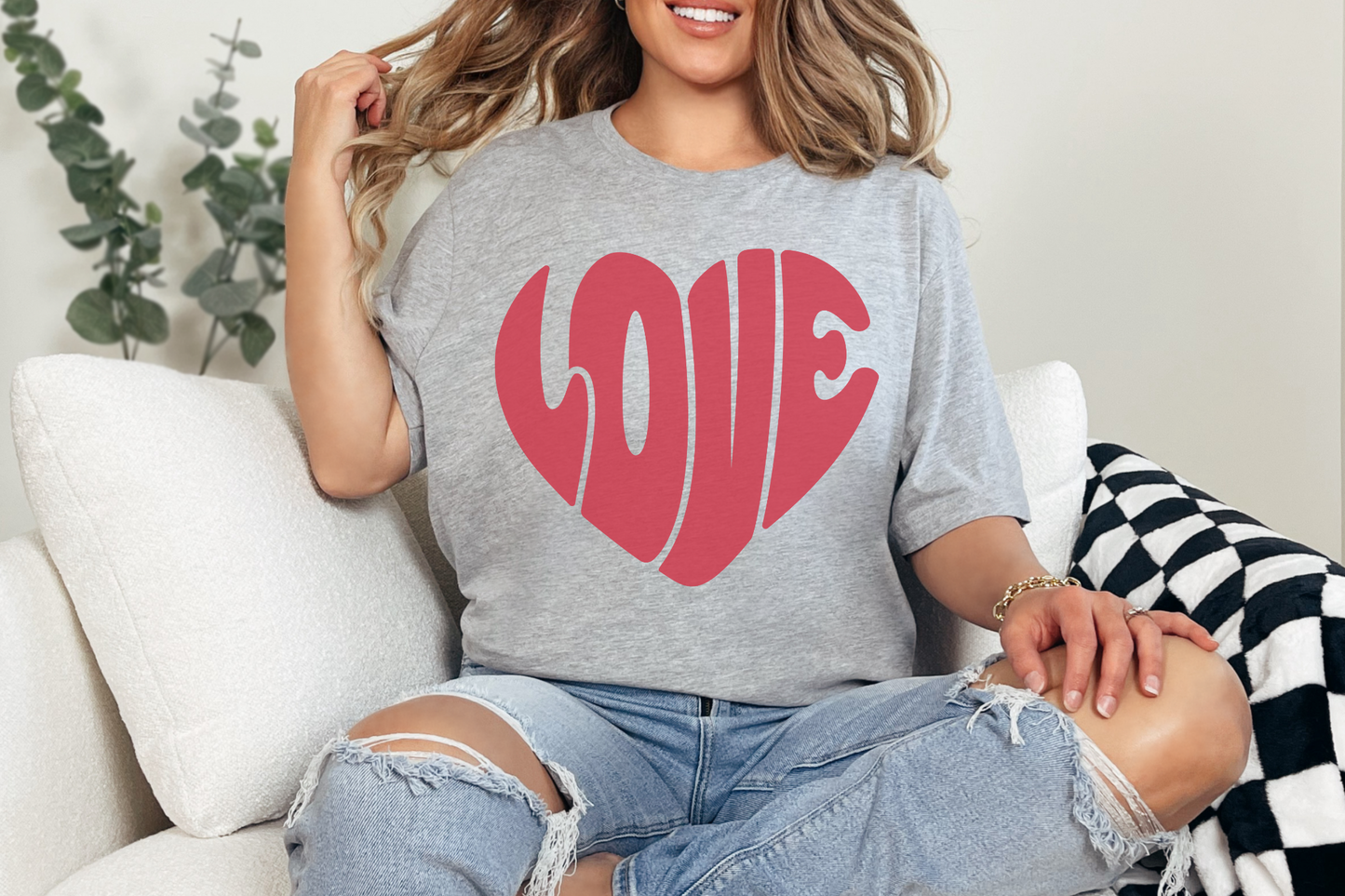 Valentine's Day Groovy Love Heart Graphic Tee