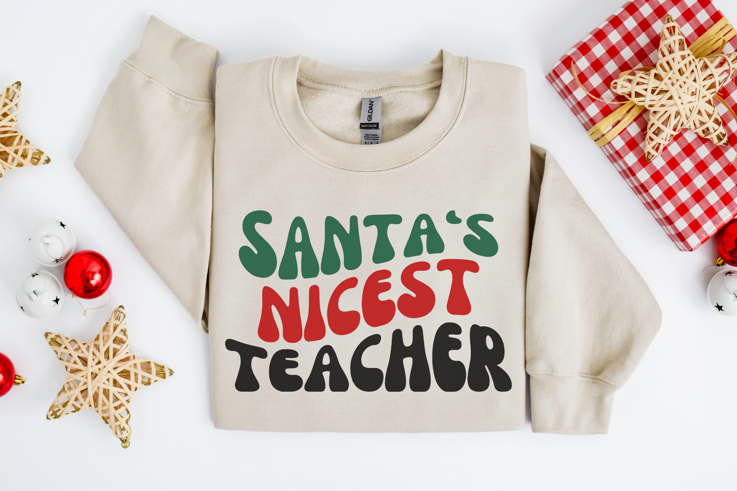 Christmas Santa's Nicest Teacher Sweatshirt