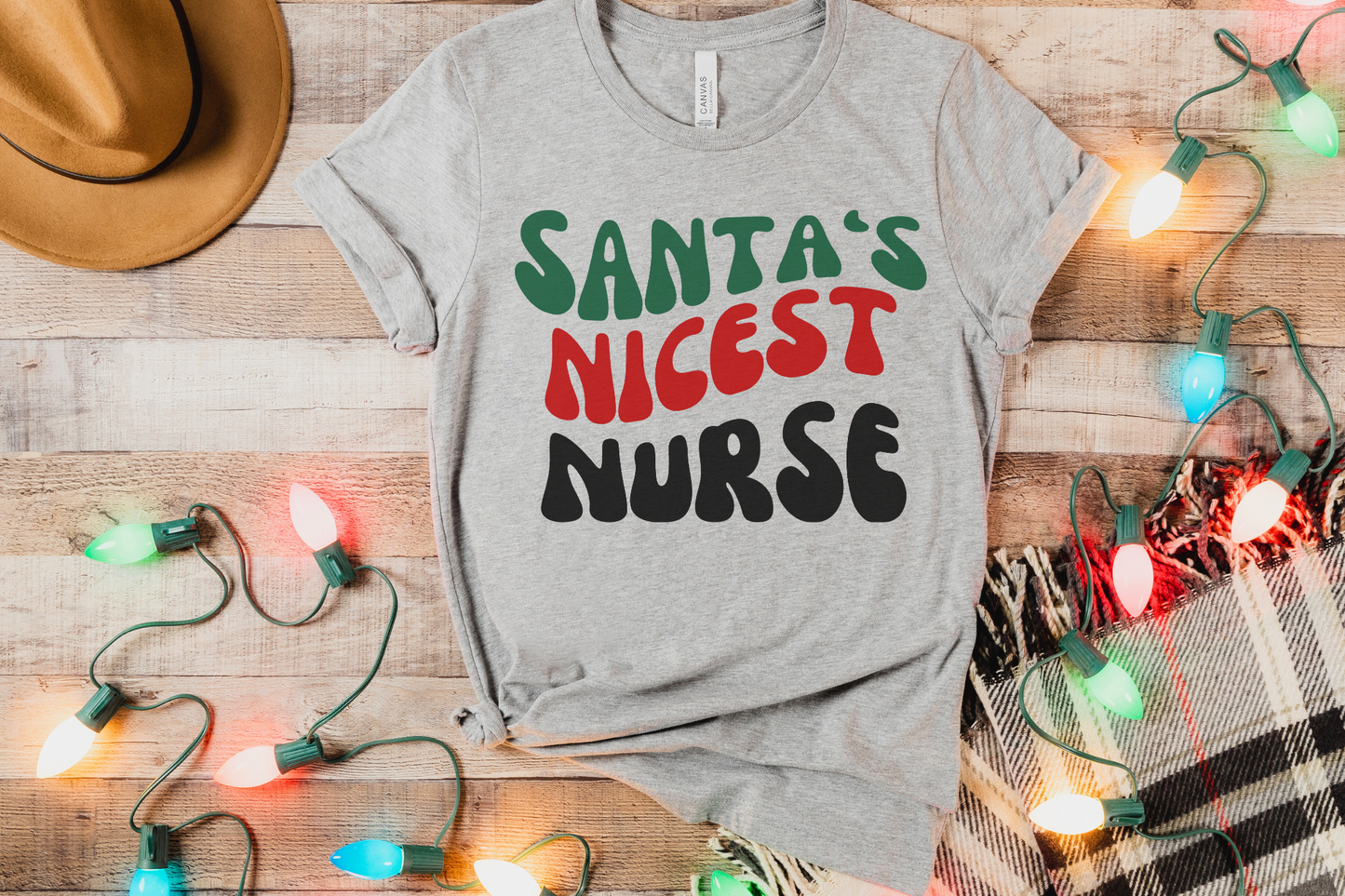 Christmas Santa's Nicest Nurse Graphic Tee