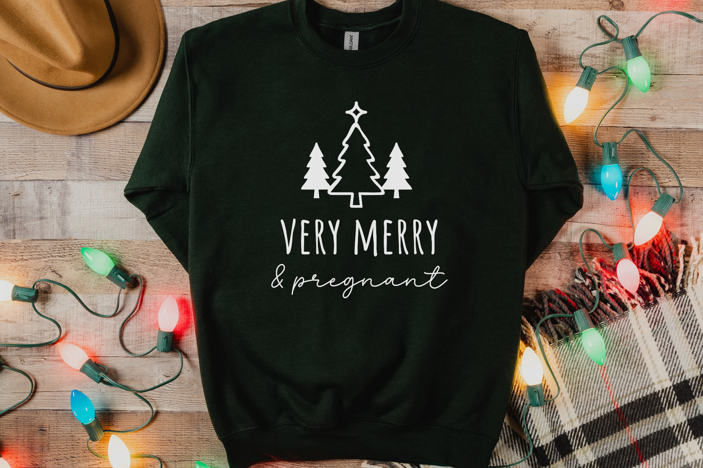 Christmas Very Merry and Pregnant Pregnancy Announcement Sweatshirt