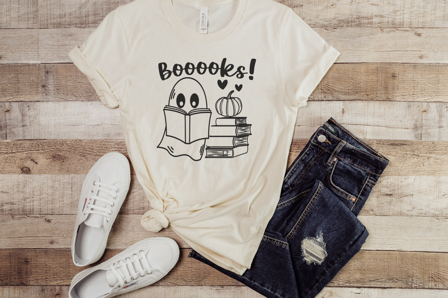 Halloween Ghost Books Graphic Tee