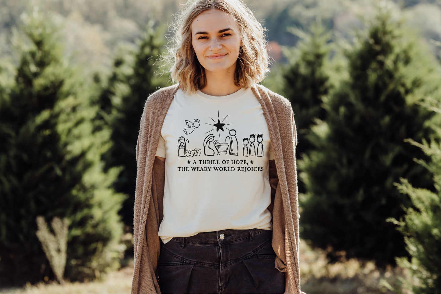 A Thrill of Hope Christian Christmas Graphic Tee