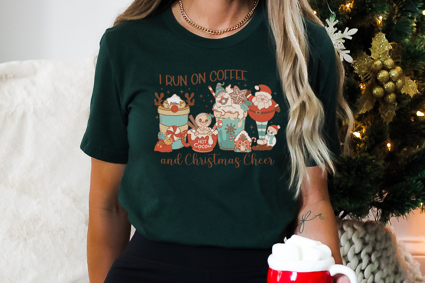 Christmas Coffee and Christmas Cheer Graphic Tee