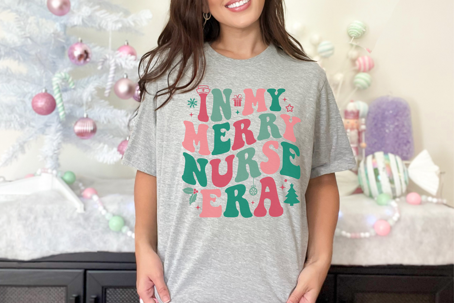 Christmas In My Merry Nurse Era Graphic Tee
