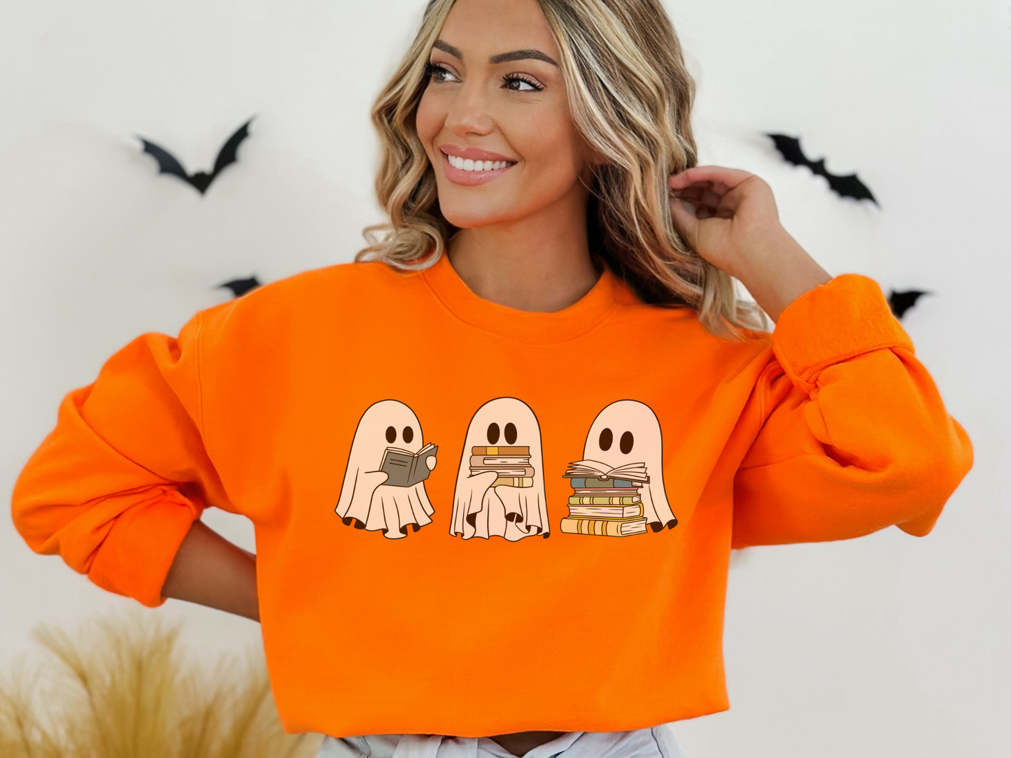 Halloween Ghosts Reading Books Sweatshirt