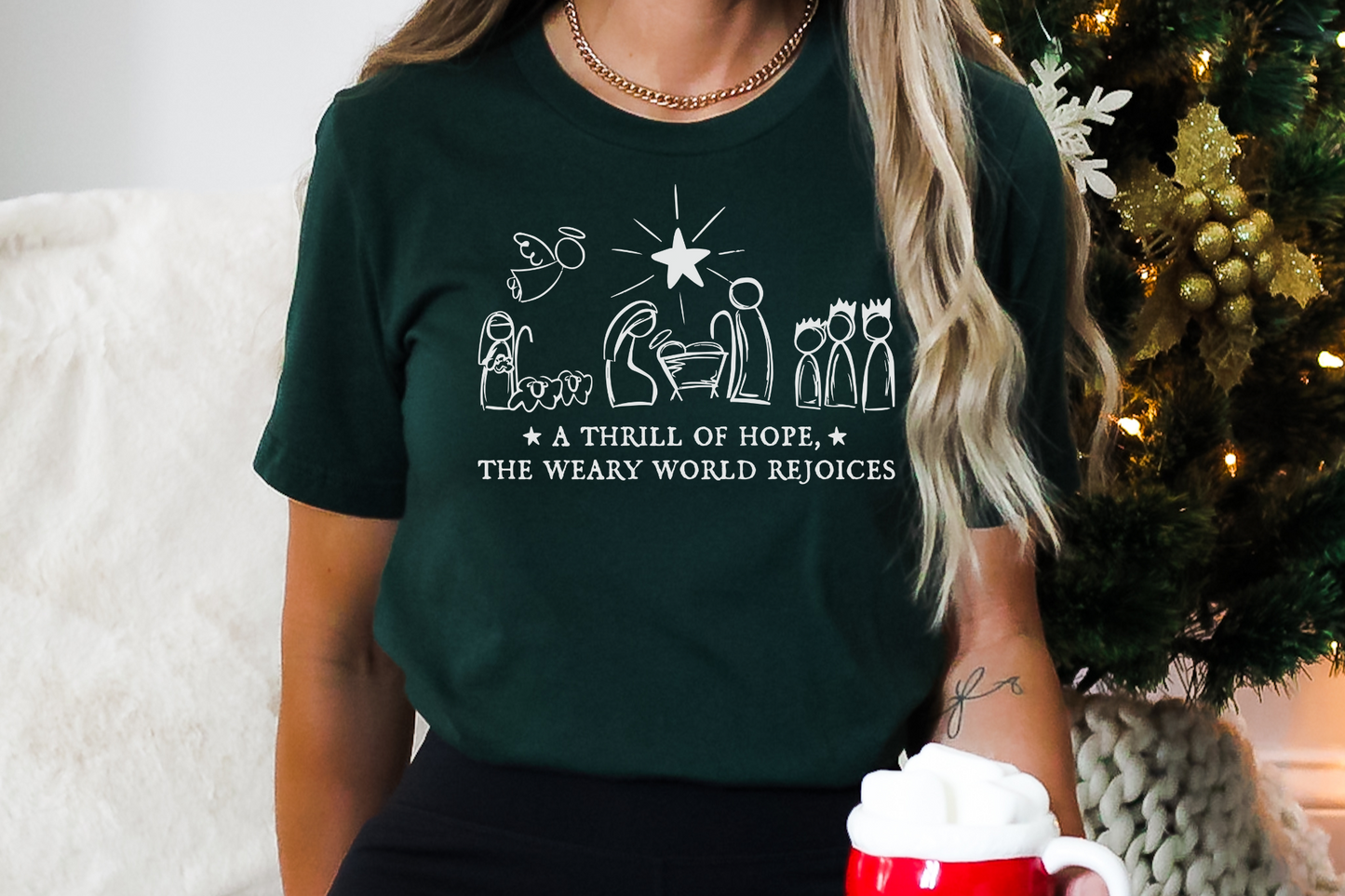 A Thrill of Hope Christian Christmas Graphic Tee
